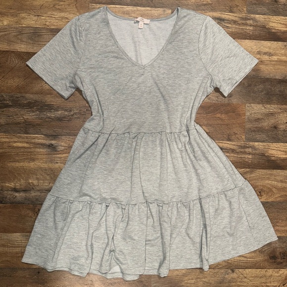 Como Vintage Dresses & Skirts - Como Vintage women’s Large heather Gray Ruffle Hem Dress